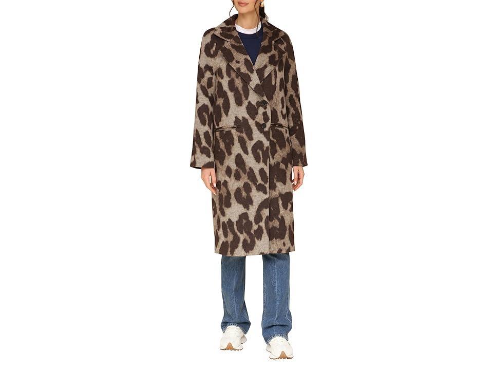 Avec Les Filles Leopard Print Relaxed Walker Coat (Brown Leopard) Women's Coat Product Image