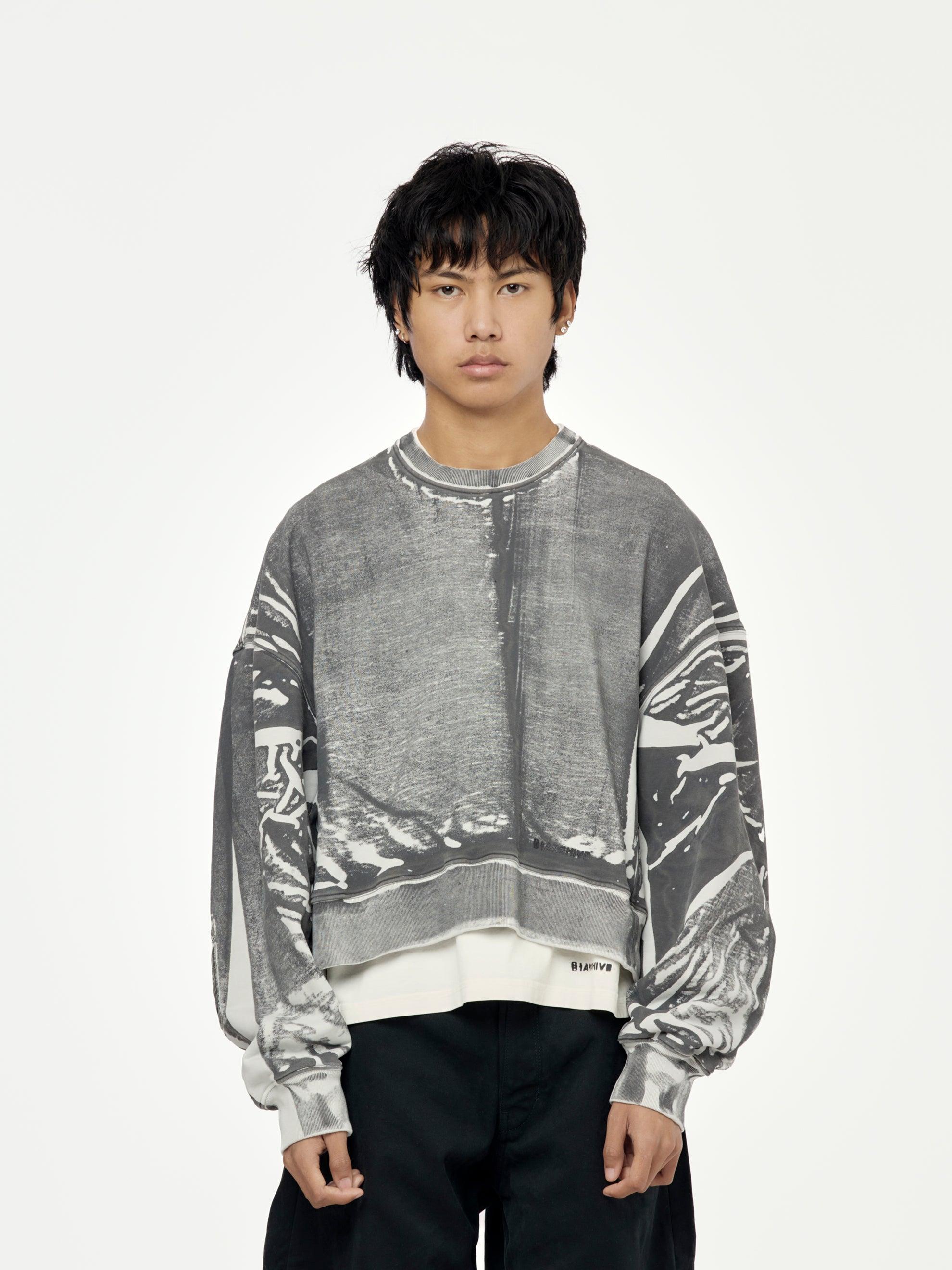 PLASTISOL L/S OVERSIZED CREWNECK (Grey) Product Image