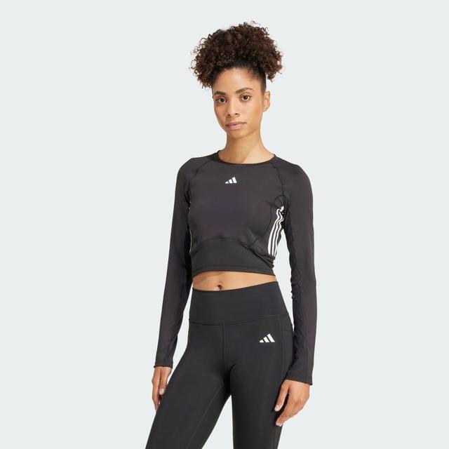 adidas Train Essentials Material Mix Long Sleeve Top Black S Womens Product Image