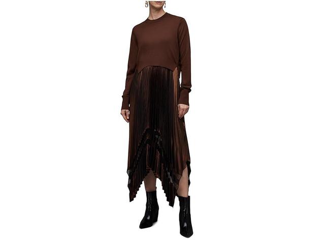 AllSaints Sadie Foil Dress (Pale Cacao Women's Clothing Product Image