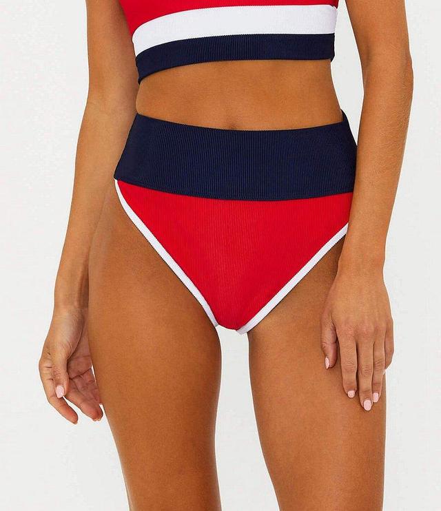 Beach Riot Emmy Ribbed Color Block Contrast Trim High Waisted Swim Bottom Product Image