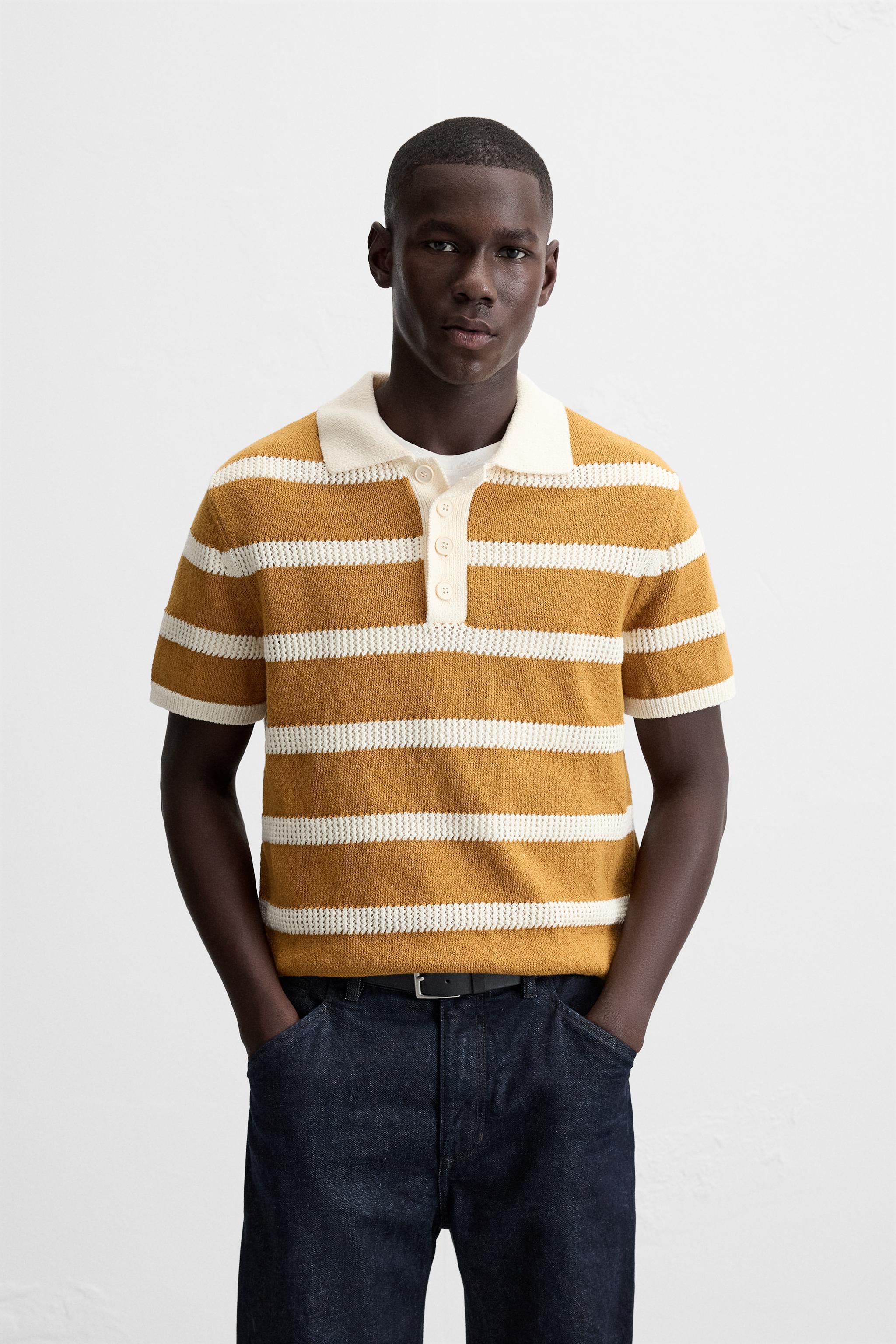 STRIPED KNIT POLO Product Image