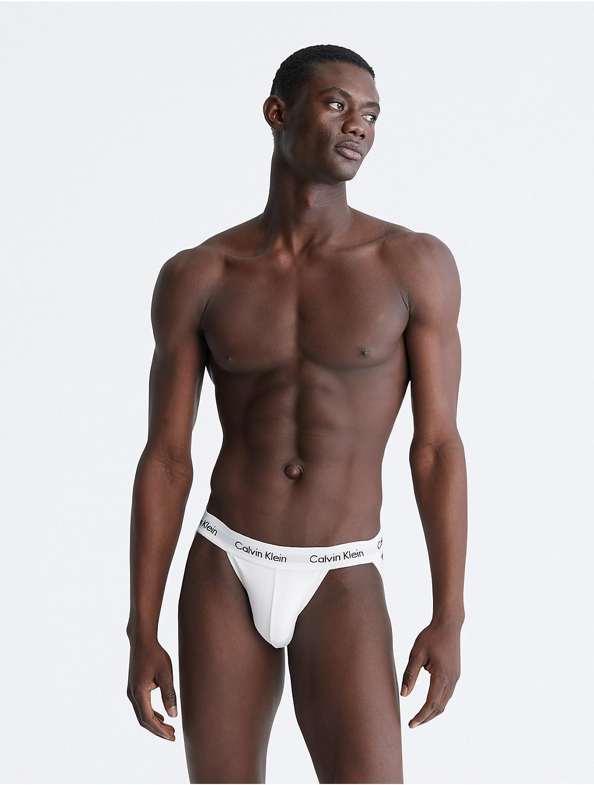 Calvin Klein Mens Cotton Stretch Deconstructed Jock Strap Thong Hybrid - White - S Product Image