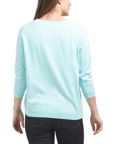 Pima Cotton Blend V-neck Sweater for Women Product Image