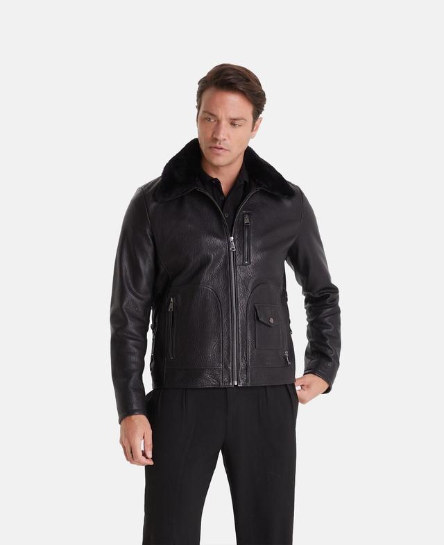 Furniq Uk Mens Leather Jacket Black Product Image