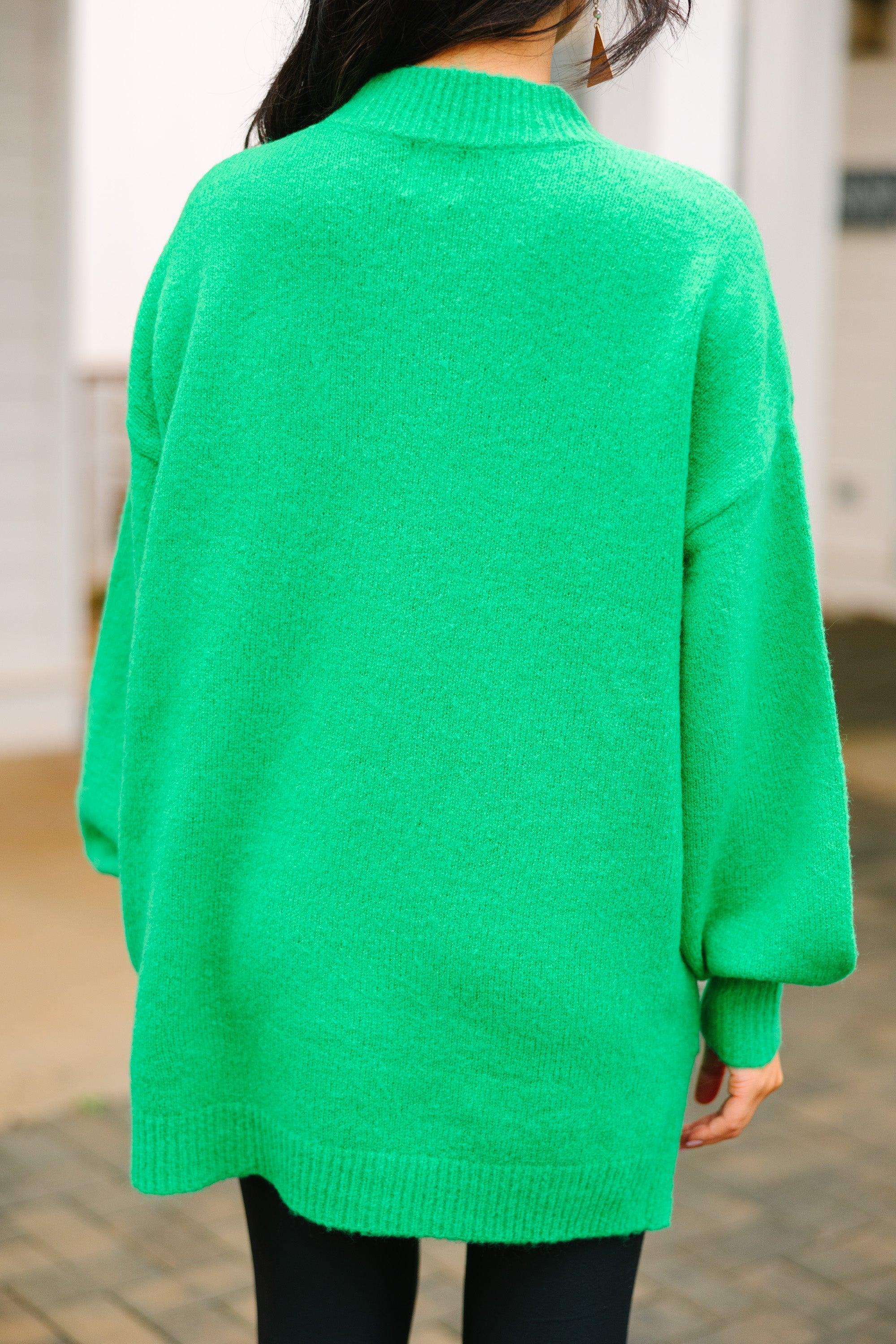 As It Happens Kelly Green Bubble Sleeve Sweater Female Product Image