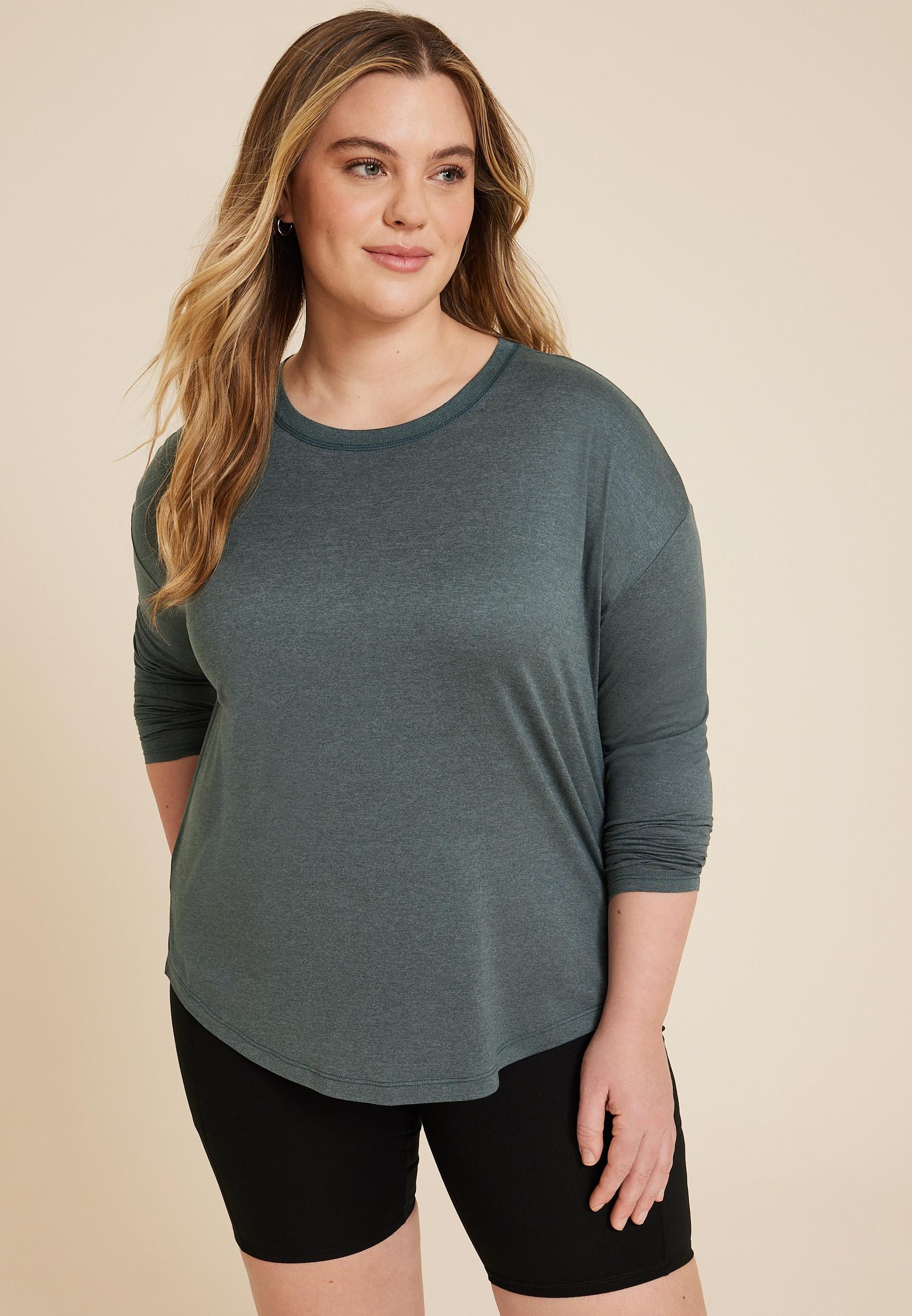 Maurices 4X Plus Size Womens 24/7 Clara Long Sleeve Tee Blue Product Image