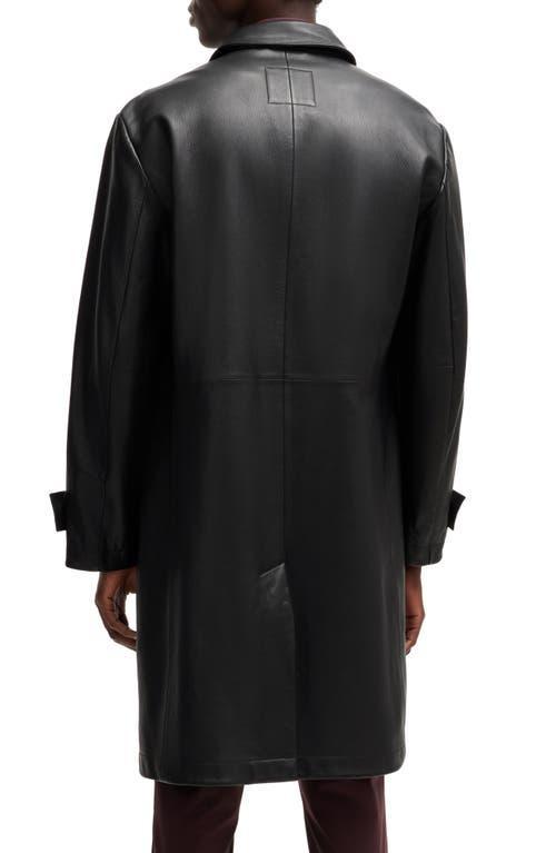 HUGO BOSS Black Regular-fit Leather Coat In 001-black Product Image