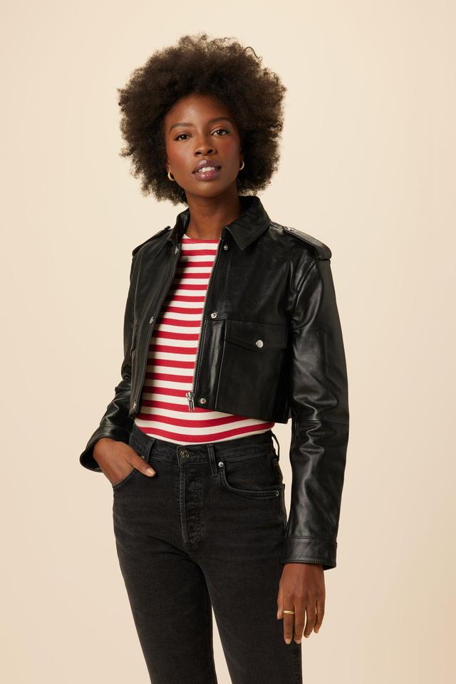 Deadwood Bella Cropped Leather Jacket - Black Product Image