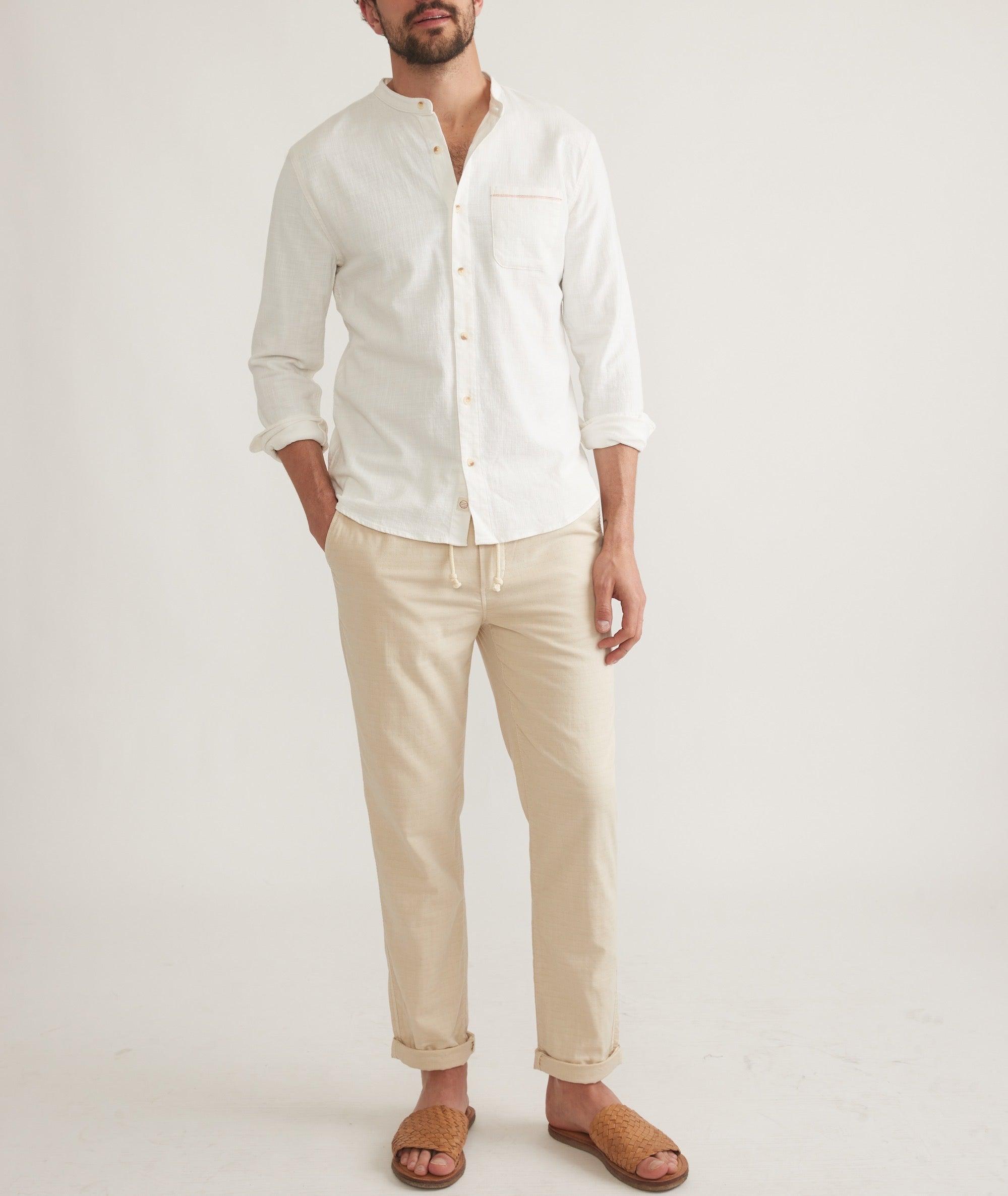 Banded Collar Stretch Selvage Shirt Product Image