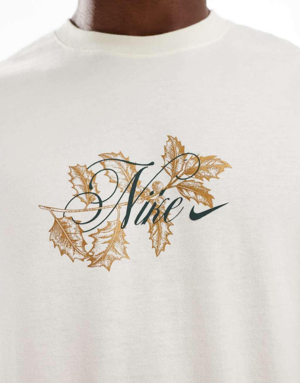 Nike 'Tis The Season logo t-shirt in off white Product Image