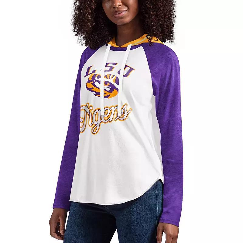 Womens G-III 4Her by Carl Banks /Purple LSU Tigers From the Sideline Raglan Long Sleeve Hoodie T-Shirt Product Image