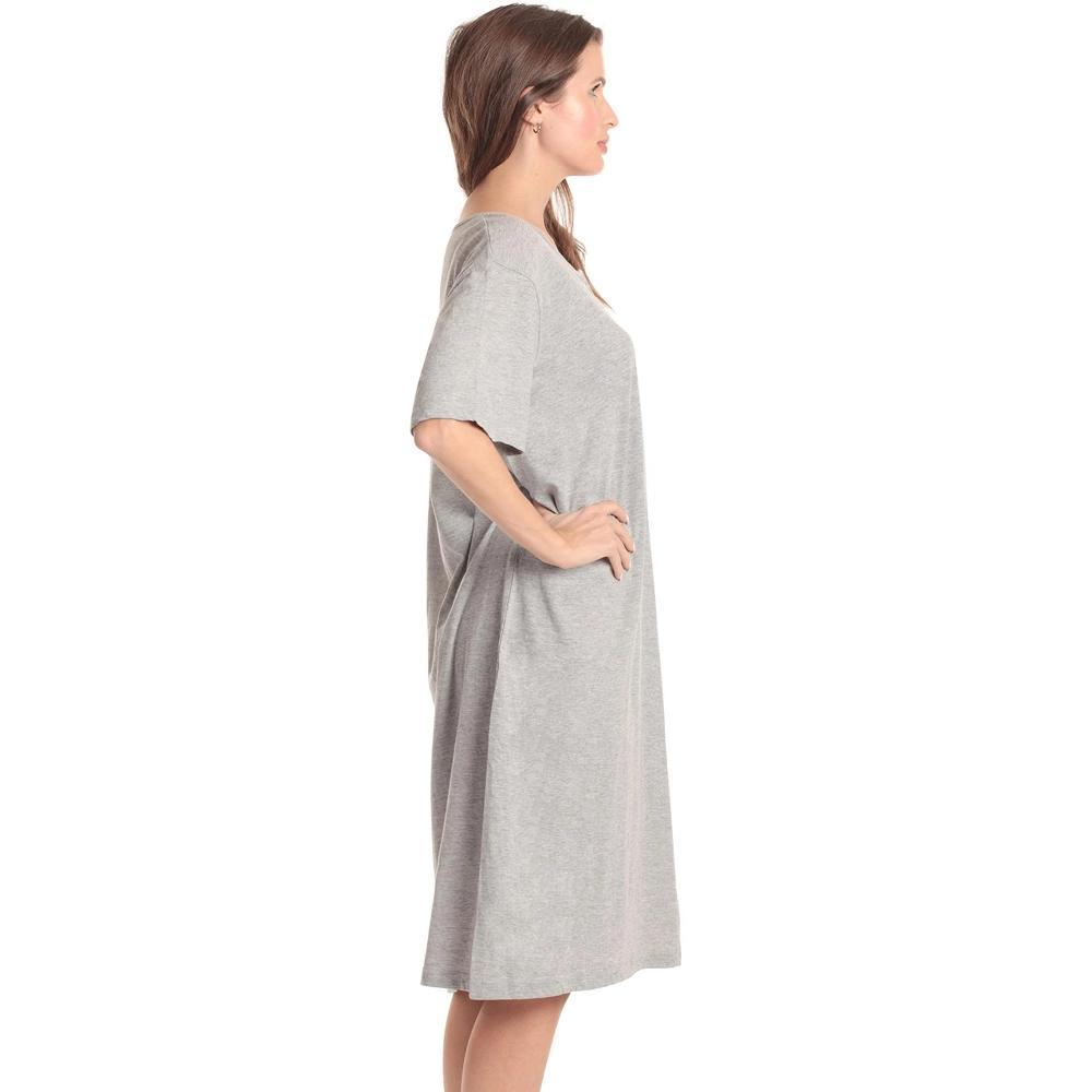 Just Love Womens Nightgown - Short Sleeve Henley Oversized Sleepwear Gown 4364-HTR-XL Product Image