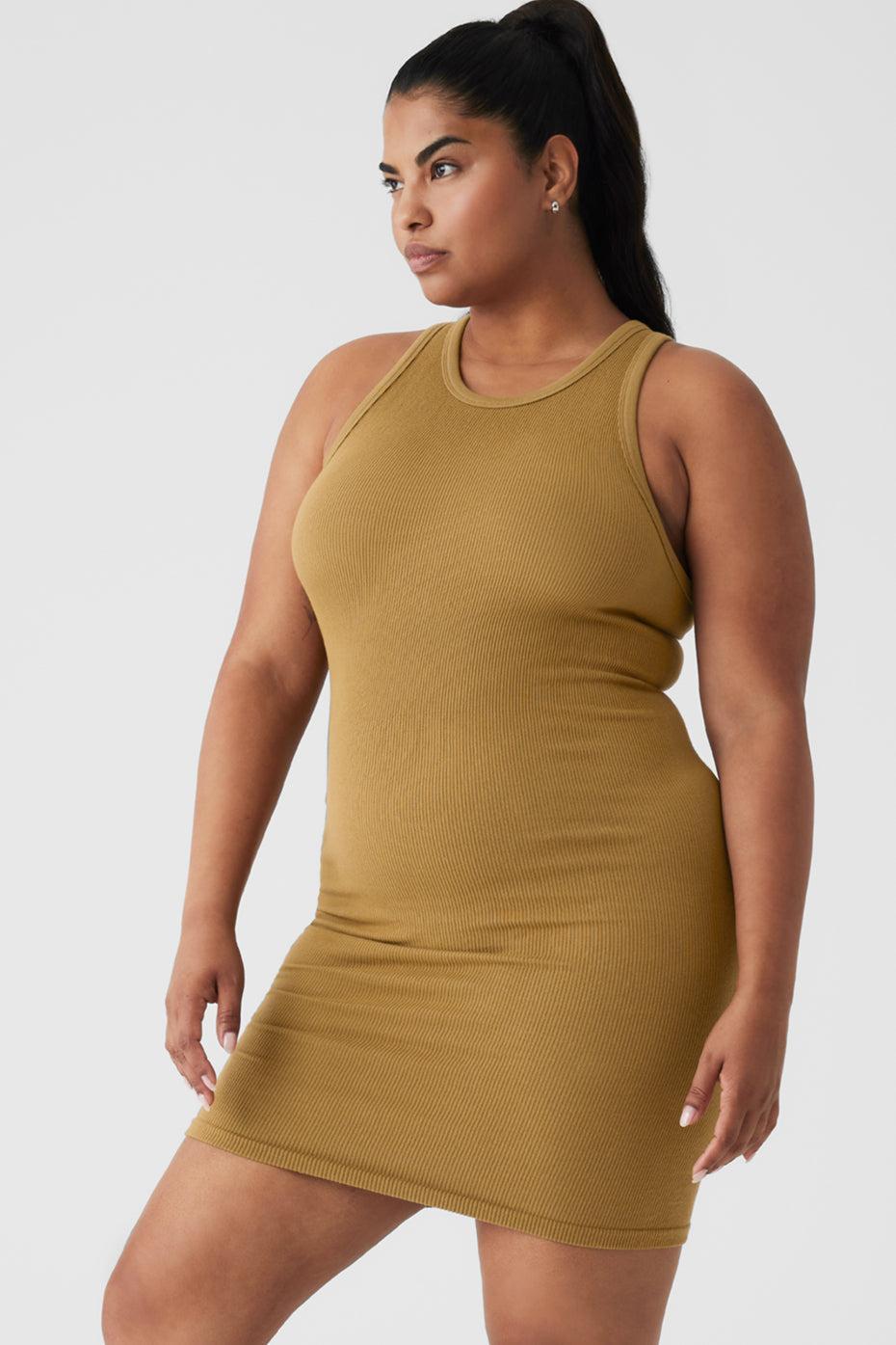 Alo Yoga | Seamless Ribbed Warm Nights Dress Green Product Image