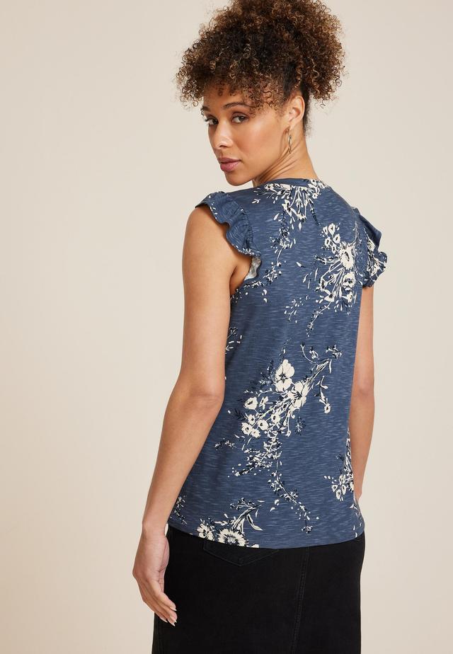 Brookside Floral V Neck Ruffle Sleeve Tee Product Image