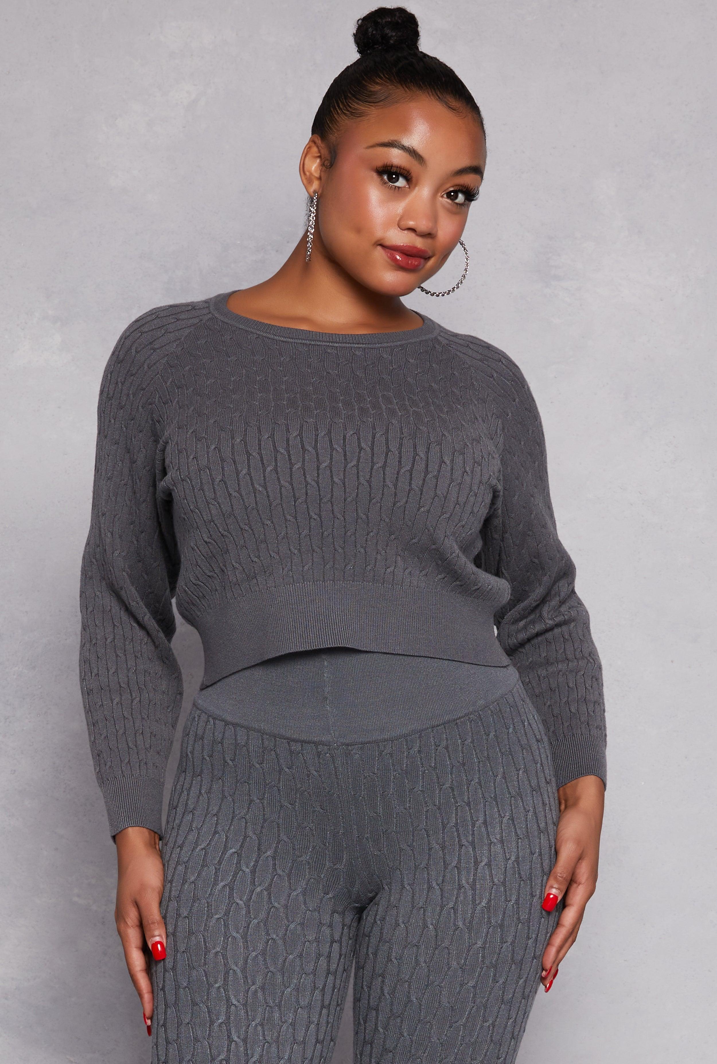 Womens Plus Size Daisy Cable Knit Sweater product image