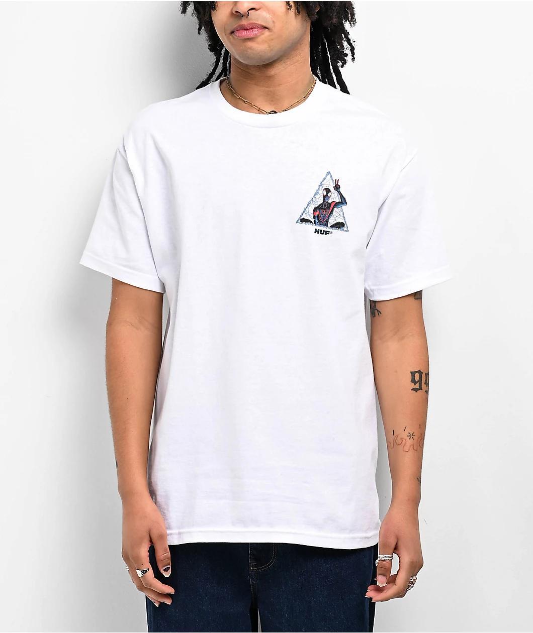 HUF x Spider-Man Universe Miles Triple Triangle White T-Shirt Product Image