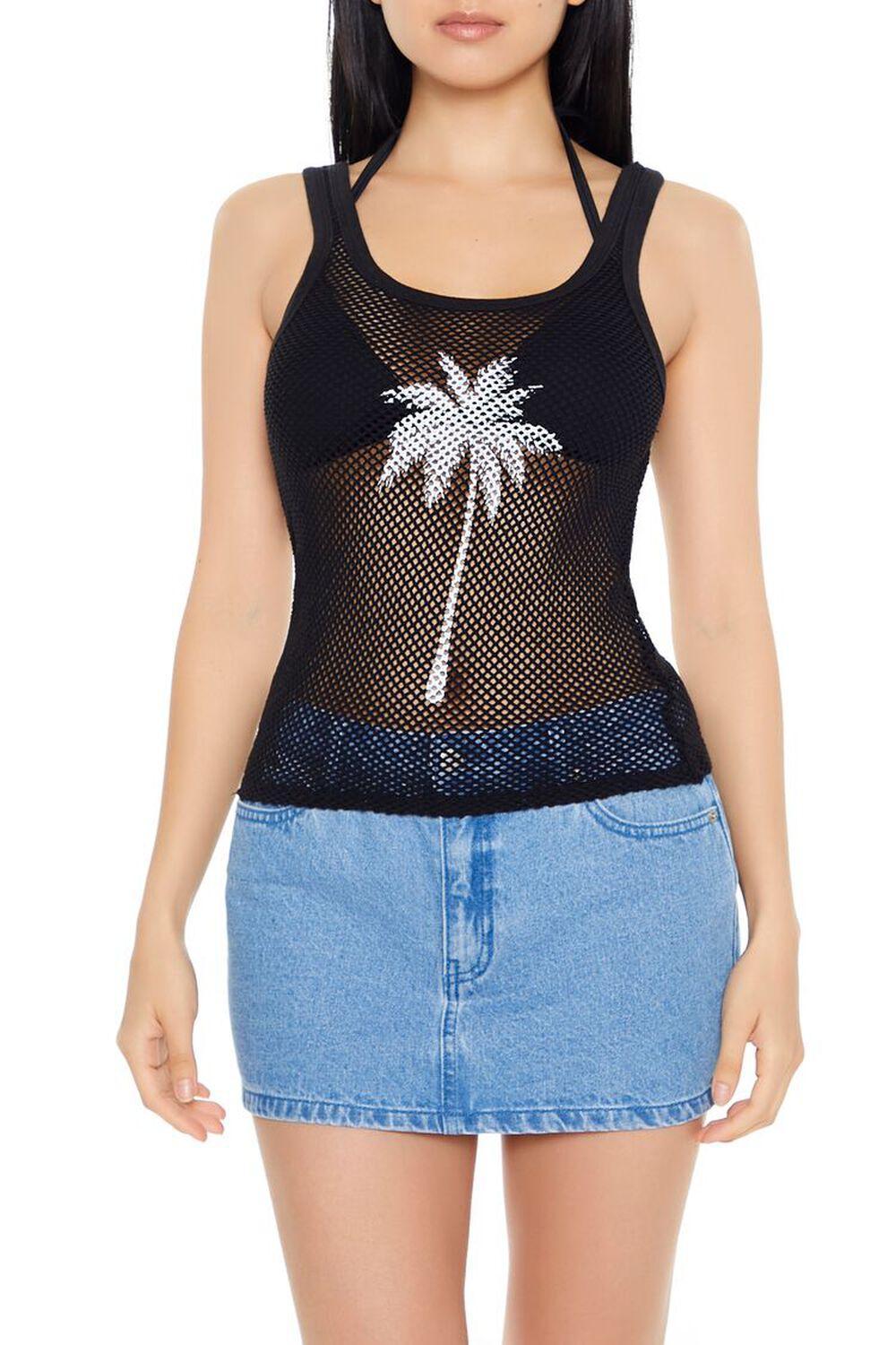 Mesh Palm Tree Tank Top | Forever 21 Product Image