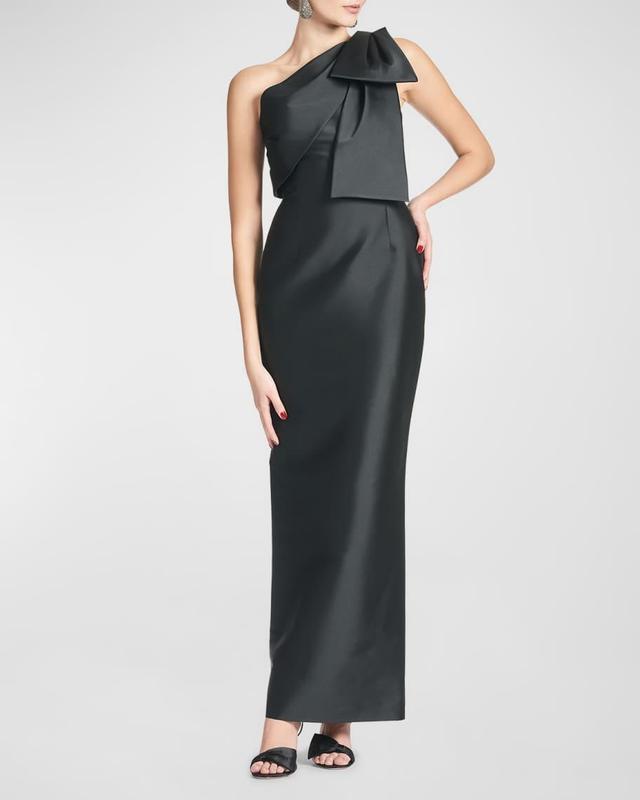 Bonnie One-Shoulder Bow Column Gown Product Image