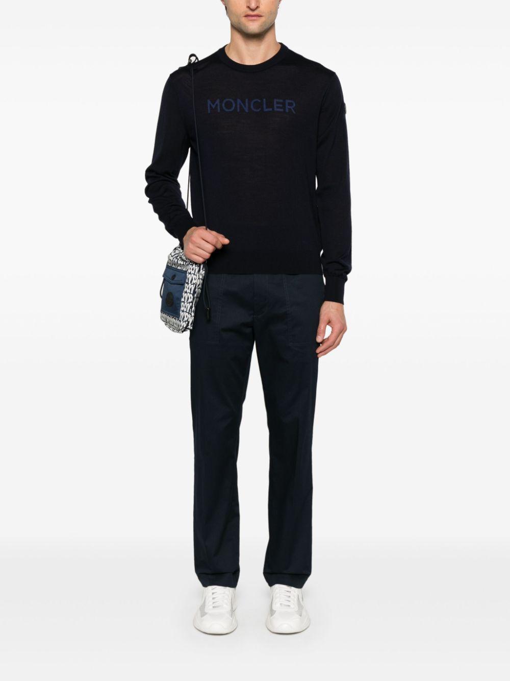 MONCLER Virgin Wool Sweater In Blue Product Image