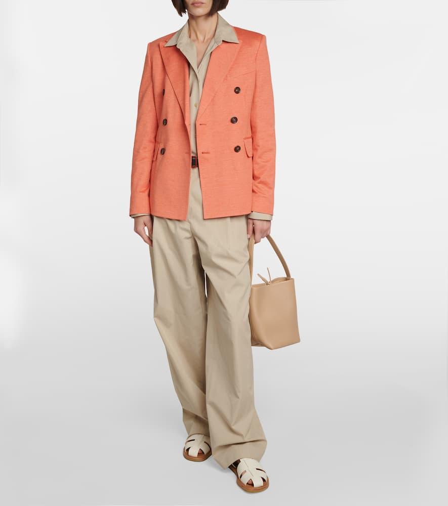 Zirlo Jersey Button-front Blazer Jacket In Peach Product Image