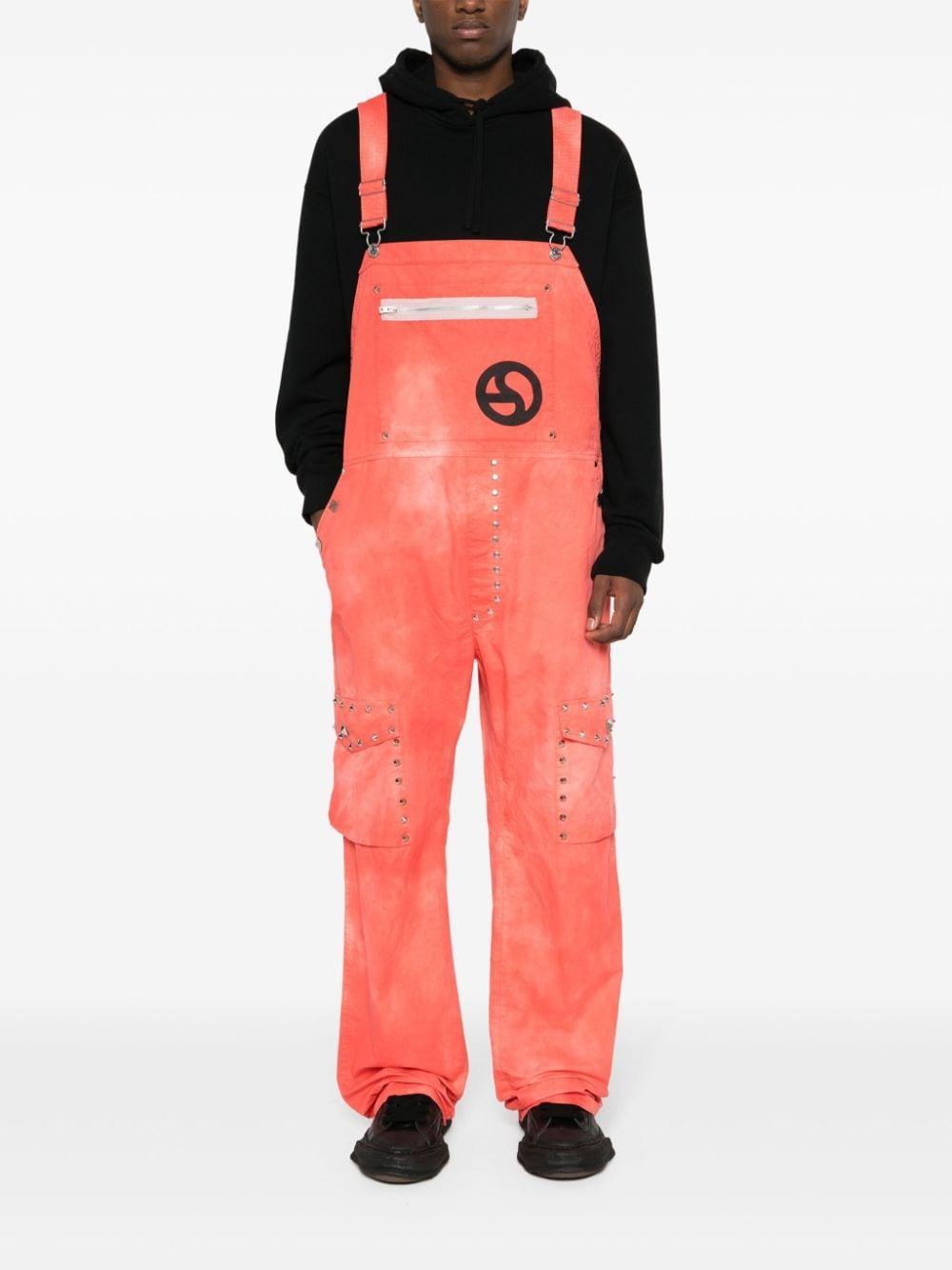 ACNE STUDIOS As Logogram-print Dungarees In Pink Product Image