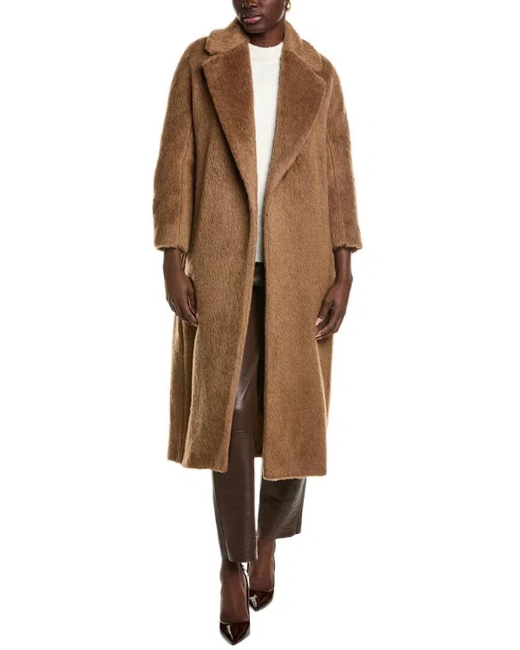 MAX MARA Borbone Alpaca & Wool-blend Coat In Brown product image