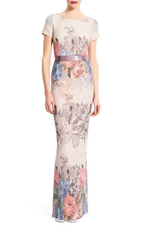 Adrianna Papell Matelass Floral Jacquard Column Gown Product Image