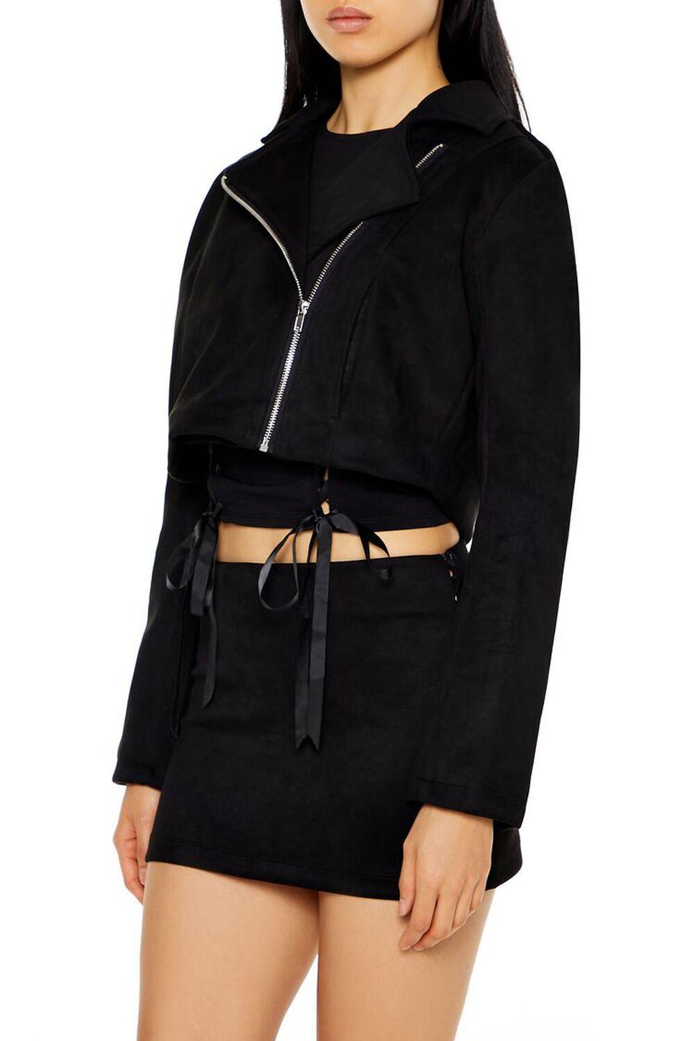 Cropped Faux Suede Moto Jacket | Forever 21 Product Image