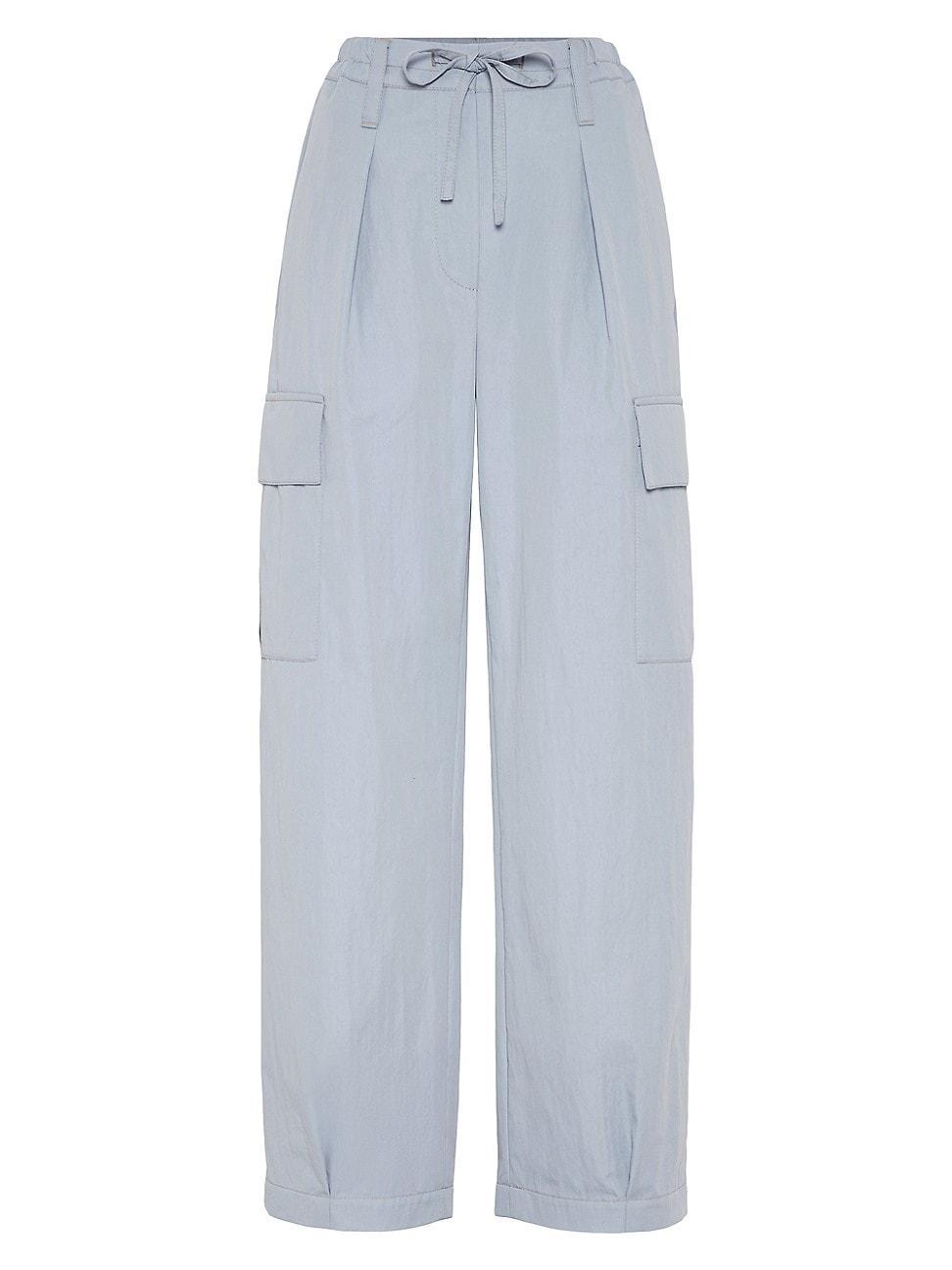 Womens Wrinkled Techno Cotton Gabardine Baggy Cargo Trousers Product Image