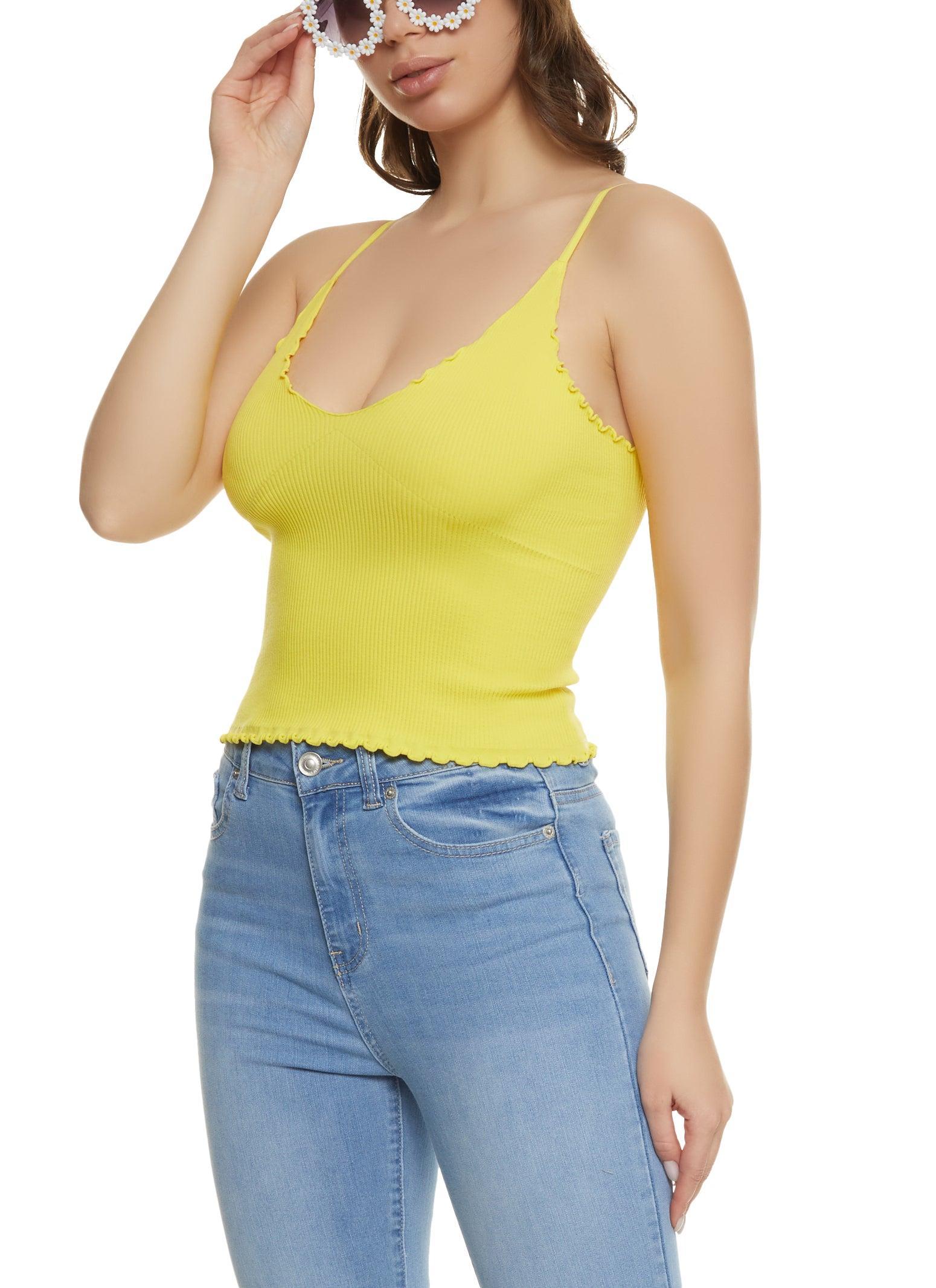 Womens Ribbed Knit Lettuce Edge Seamless Cami Product Image