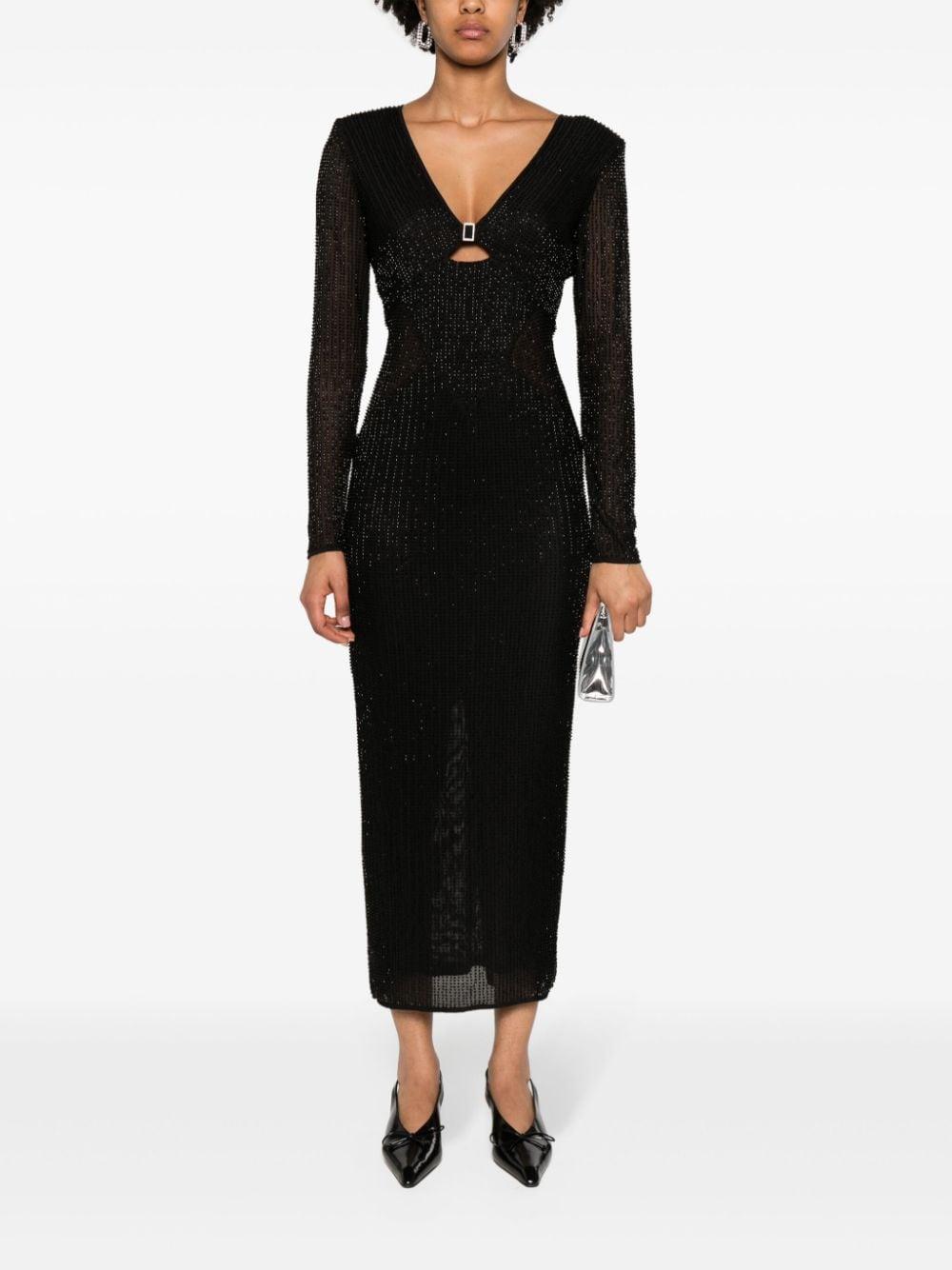 Beaded Column Maxi Dress In Black Product Image