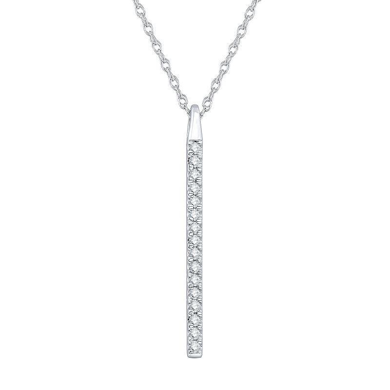 10k White Gold 1/5 Carat T.W. Diamond Stick Pendant Necklace, Womens Product Image