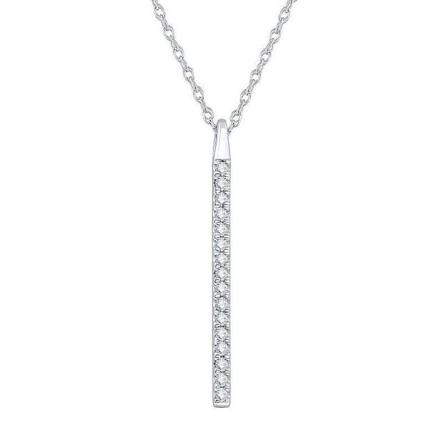 10k White Gold 1/5 Carat T.W. Diamond Stick Pendant Necklace, Womens Product Image