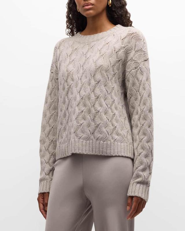 Cashmere Cable-Knit Crewneck Sweater Product Image