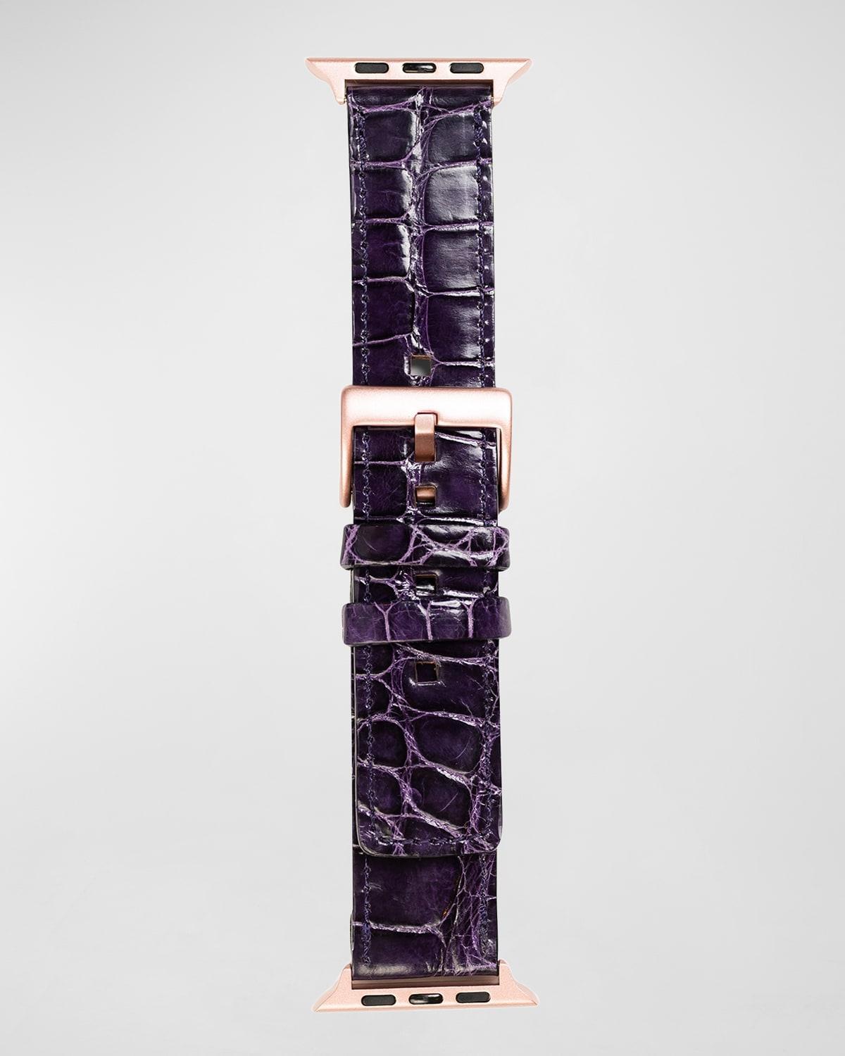 Mens Apple Watch Alligator Watch Strap, Rose Gold Finish Product Image