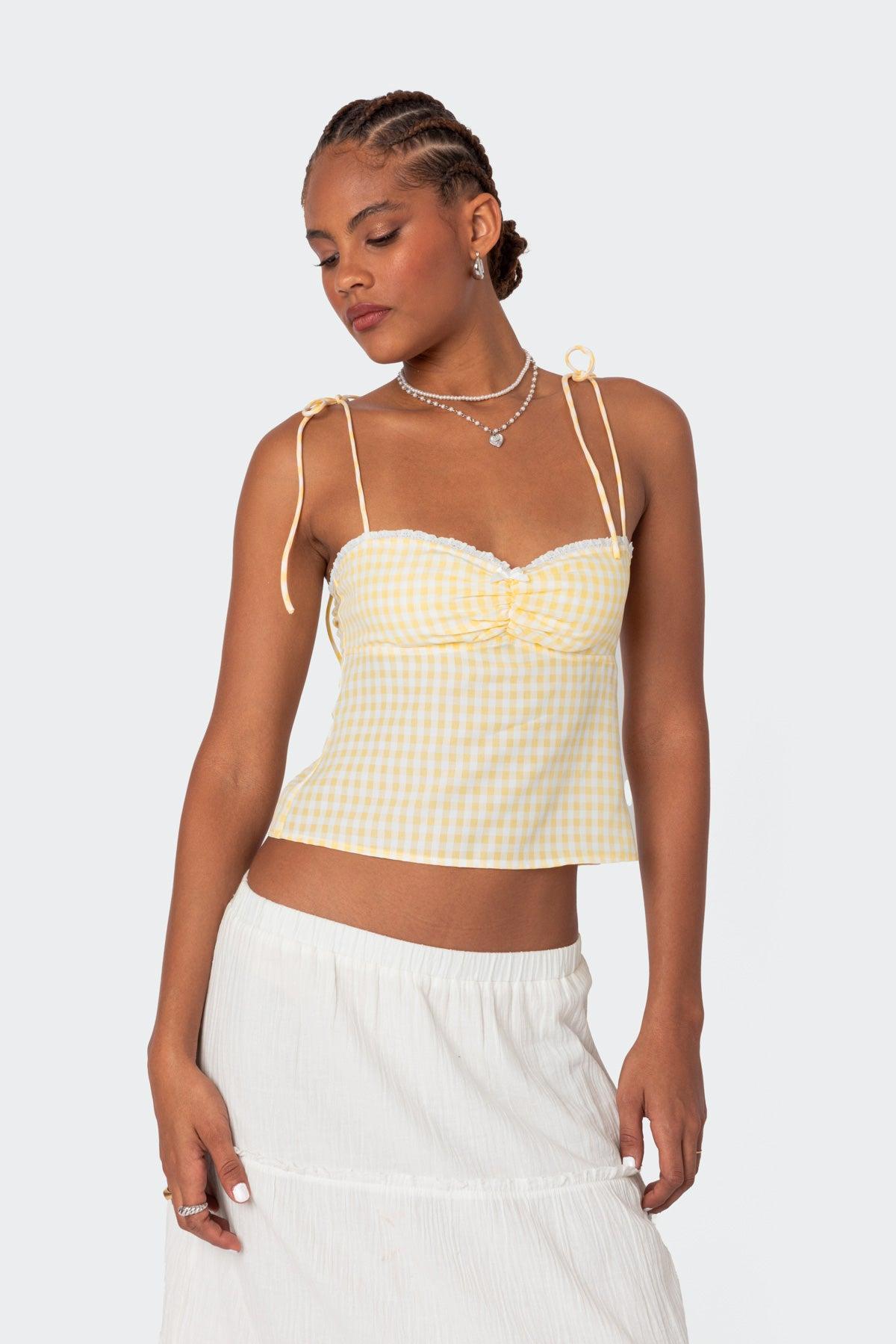 Billie Open Tie Back Gingham Top Product Image