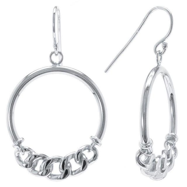 Judy Crowell Sterling Silver Open Circle Chain Drop Earrings, Womens Product Image