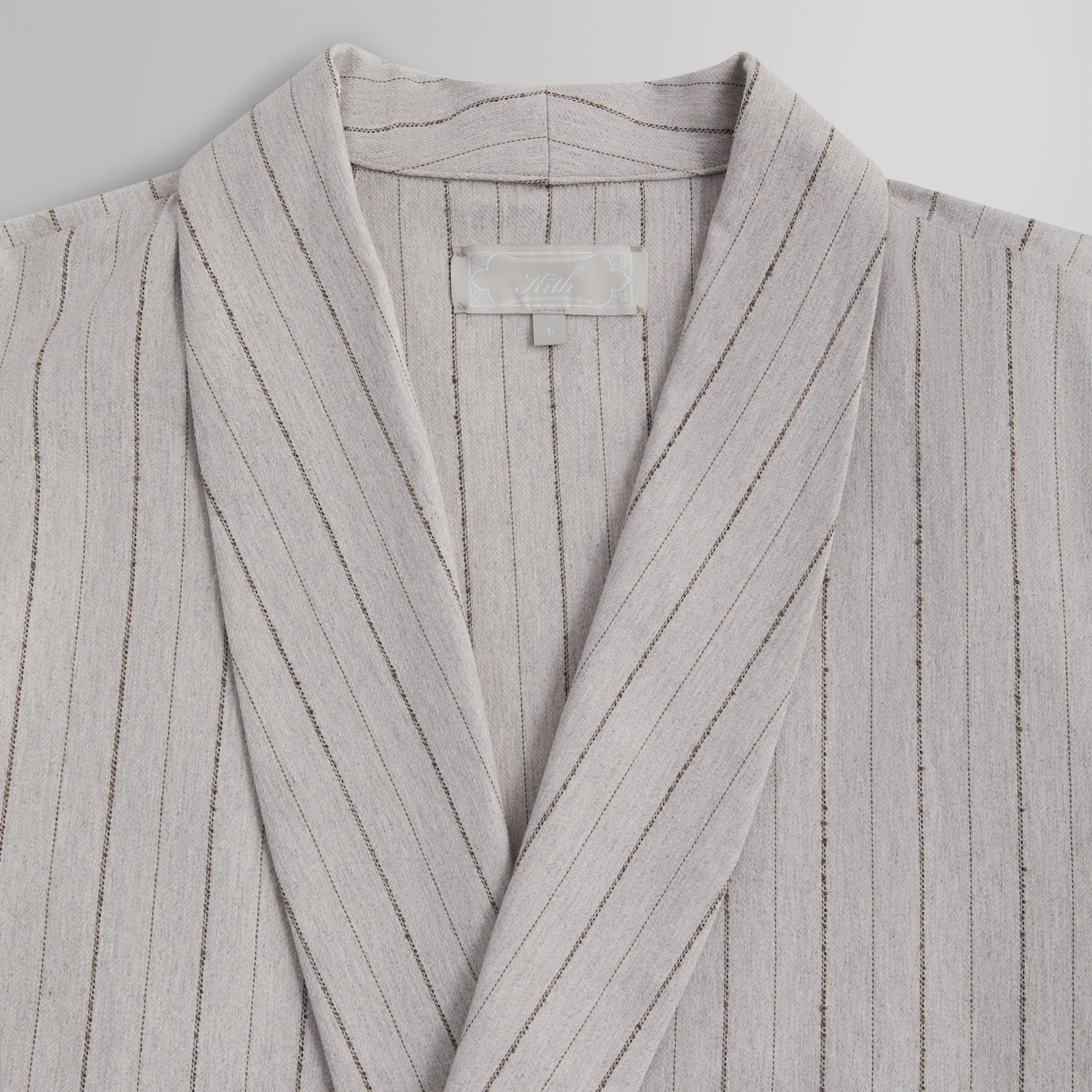 Kith Striped Twill Thompson Crossover Shirt - Light Heather Grey Male Product Image