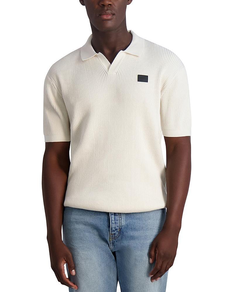 Mens Logo Patch Ribbed Polo Sweater Product Image