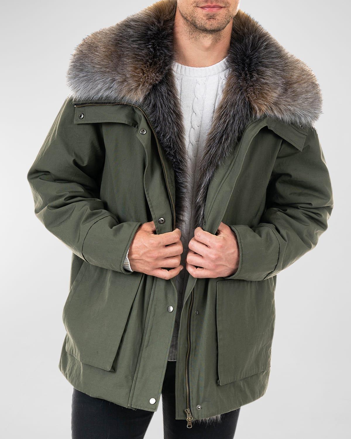 Mens Alpine Anorak Coat w/ Faux Fur product image