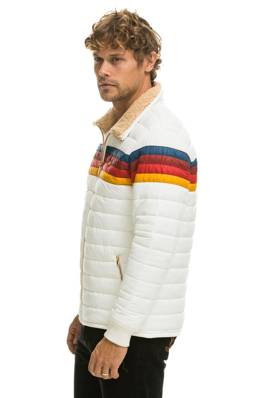 4 STRIPE RAINBOW SLEEVE JACKET -  WHITE Male Product Image