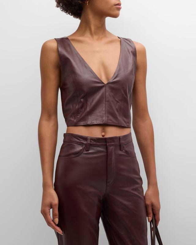 Fumiko Leather Crop Top  Product Image