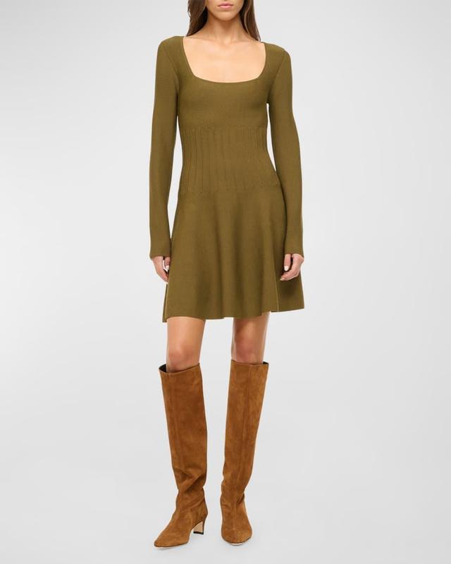 Deora Square-Neck Long-Sleeve Knit Mini Dress Product Image