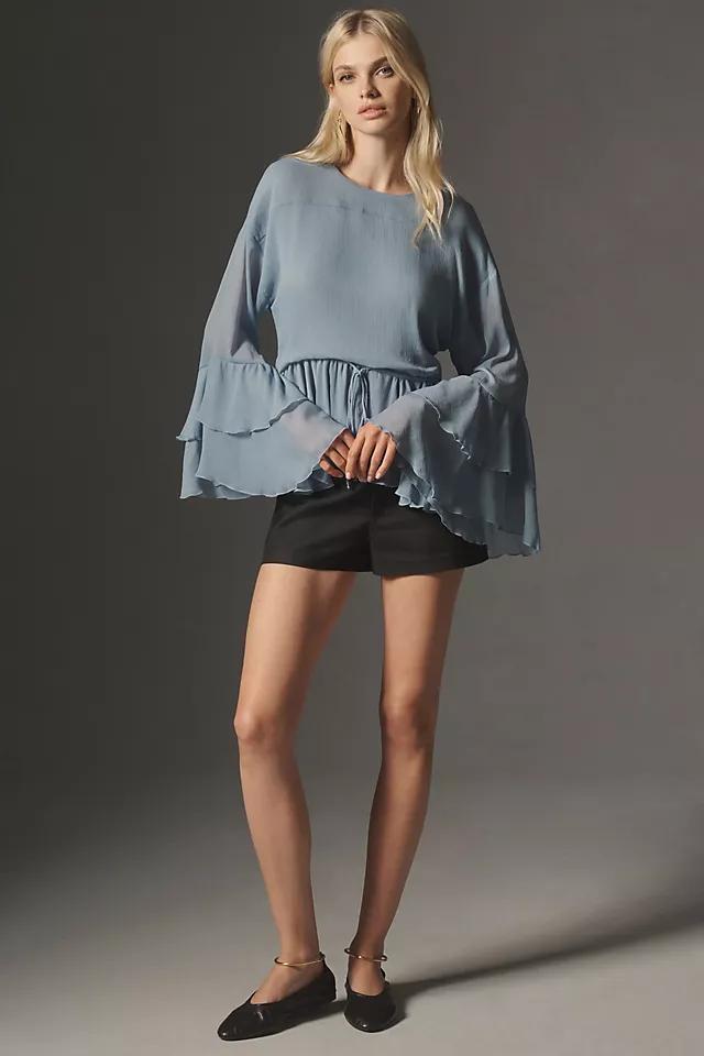 By Anthropologie Long-Sleeve Ruffled Tunic Blouse Product Image