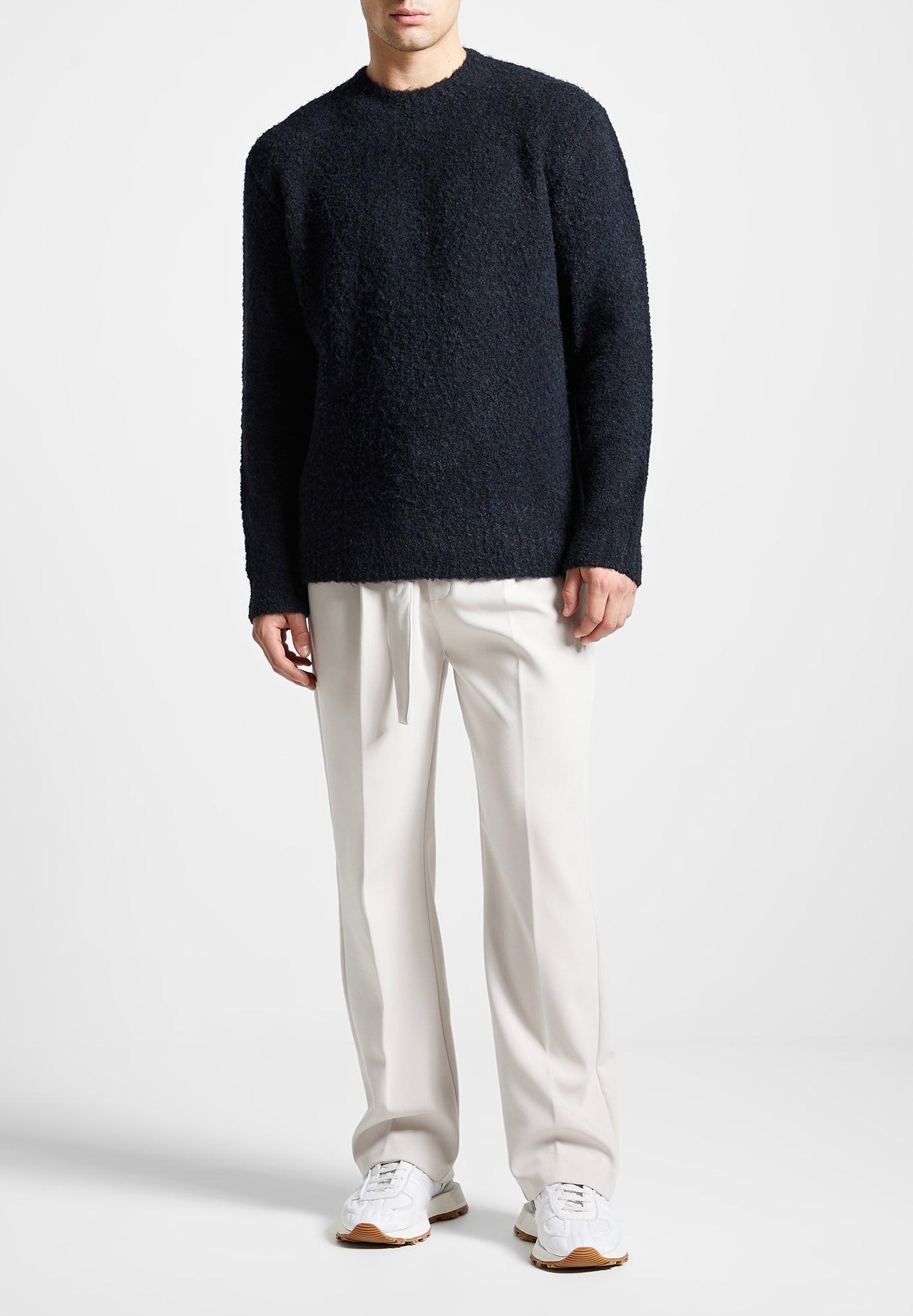 Boucle Knit Jumper - Navy Male Product Image