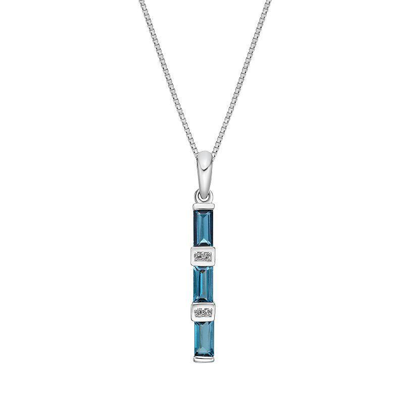 Gemminded Sterling Silver London Blue & White Topaz Pendant Necklace, Womens Product Image