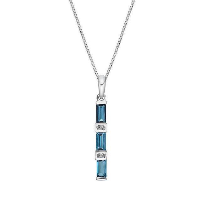 Gemminded Sterling Silver London Blue & White Topaz Pendant Necklace, Womens Product Image