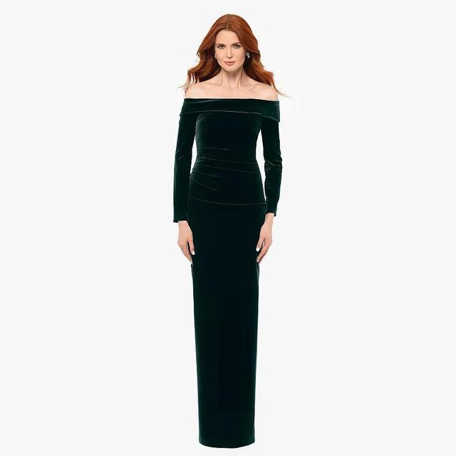 Womens X Evenings Long Velvet Off The Shoulder Evening Gown Product Image