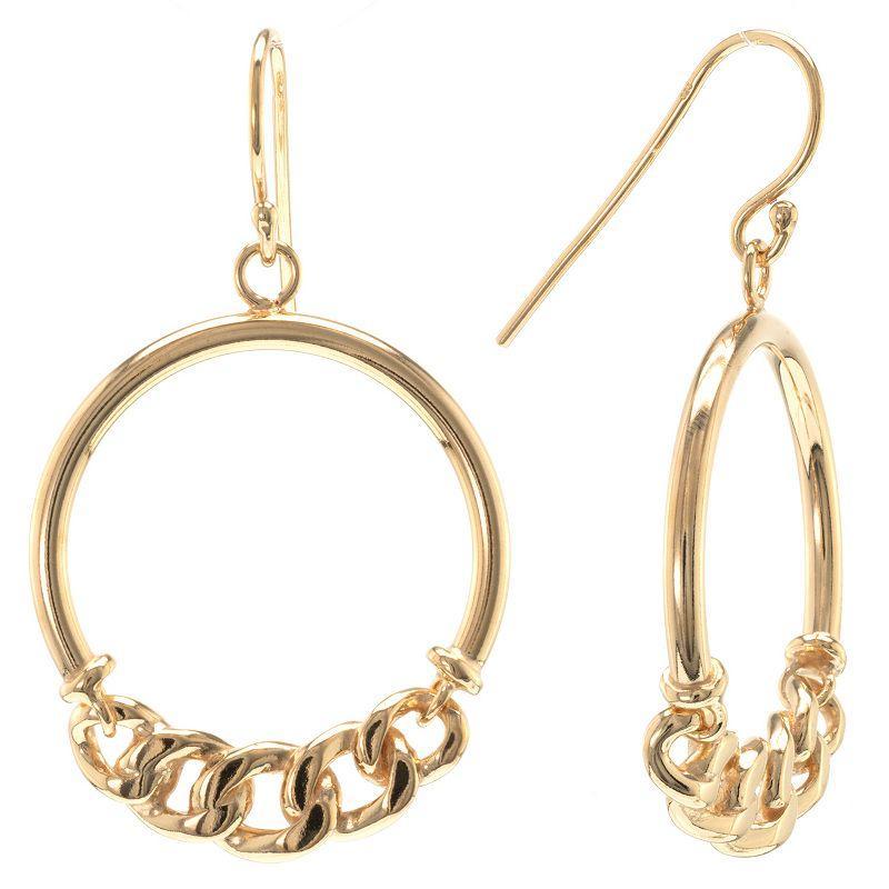 Judy Crowell Sterling Silver Open Circle Chain Drop Earrings, Womens, Gold Product Image